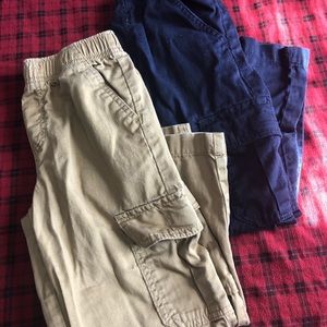 Boys basic khaki & navy cargo pants